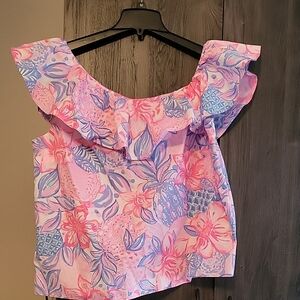 Lilly Pulitzer Pink and Blue Floral Blouse